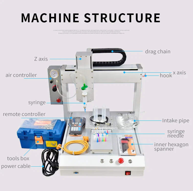 Automatic Rotating Dispensing Robot, 4 Axis Dispenser Robot Glue, Glue Spreader Machine