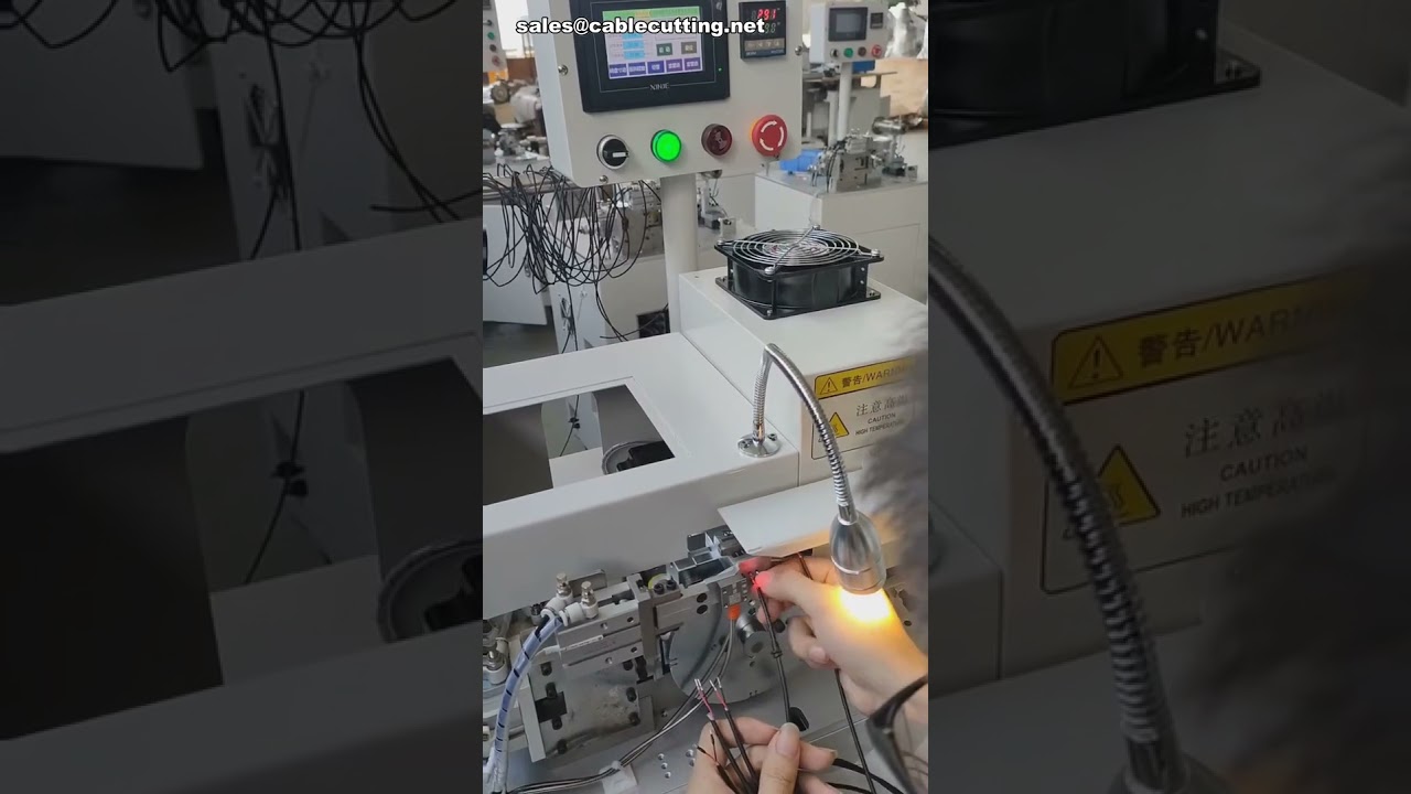 Automatic Heat Shrink Tube Inserting and Heating Machine Adjustable Length #factory #machine #diy