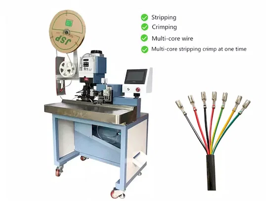 Multi-core sheathed cable stripping and ferrules crimping machine