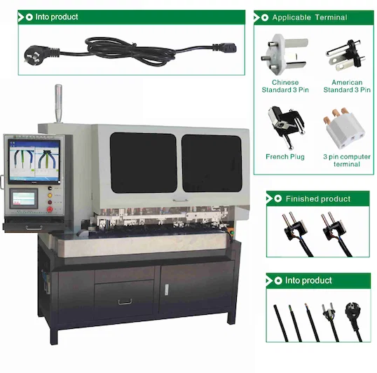 Fully Automatic Three Pin Plug Inserts Crimping Machine WPM-3500A